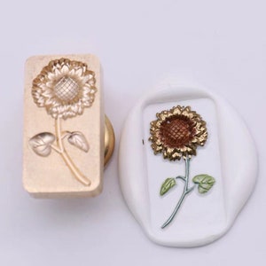 Timbro sigillo di cera di girasole 3D/Kit sigillante di cera di girasole/Timbro sigillante di cera di girasole e foglia/Kit sigillante di cera regalo di compleanno