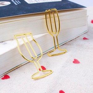 Gouden Wijnen Glas Paperclips, Wijnen Glas Vorm Metalen Paperclips, Wijnfles Bindmiddel Clips, Kantoorbenodigdheden, briefpapier