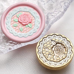 Timbro sigillo di cera 3D Rose and Wreath/Kit di sigillo di cera rosa/Timbro di sigillo di cera per invito a nozze