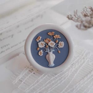 Sello de cera de amapola de maíz 3D / Kit de sellado de cera de amapola de maíz en jarrón / Sello de cera de ramo de flores / Sello de cera para sobres de regalo de cumpleaños