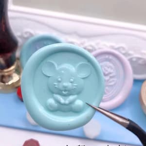Timbro di ceralacca 3D con topo carino/Kit di sigillatura in cera a forma di topo per lettiera/Kit di sigillatura in cera a forma di topo animale/Buste regalo di compleanno con timbro di cera sigillante
