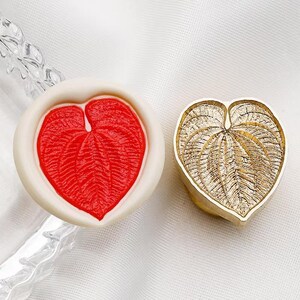 Timbro di ceralacca 3D Anthurium andraeanum/Kit di sigillatura in ceralacca Anthurium rosso/Timbro di ceralacca foglia di pianta/Kit di sigillatura in cera foglia rossa