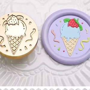 Timbro sigillo di cera per gelato alla fragola/kit sigillo di cera per gelato al dessert/kit sigillo di cera per buste regalo di compleanno/kit sigillo di cera per fragola