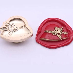Timbro sigillo in ceralacca 3D con cappello/Kit sigillo in ceralacca per cappello da donna/Timbro in cera con fiore nel cappello/Timbro sigillo in cera personalizzato/Set scatola timbro in cera per matrimonio