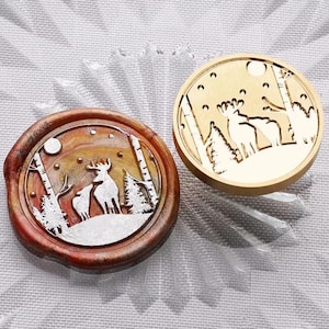 Timbro sigillo di cera di cervo/kit di sigillatura di cera di cervo pianeta/timbro di sigillo di cera di pino/sigillo di cera personalizzato/set di scatole di timbri di cera per matrimoni