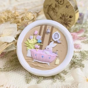 Kit di sigillo in ceralacca 3D con simpatico coniglio/Timbro di sigillo in ceralacca con coniglio che fa il bagno/Timbro di sigillo in ceralacca con bouquet di fiori/Timbro di sigillo in ceralacca con simpatico coniglietto