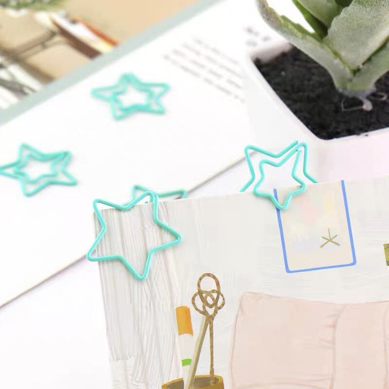 Star Paperclip Green Star Paper Clips: Metal Office Supplies (27x27mm) - Etsy