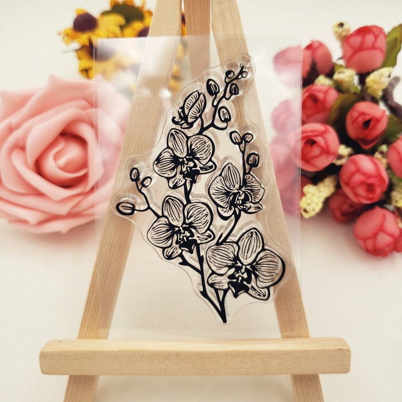 butterfly orchid clear stamp flower transparent clear stamp orchid rubber stamp flower clear stamp stationery stamp
