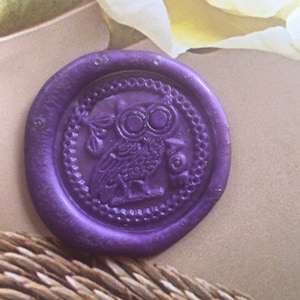 Timbro di ceralacca con gufo greco/Timbro di ceralacca con gufo di Atena/Kit di sigillatura in cera per regalo di compleanno/Timbro di ceralacca per matrimonio