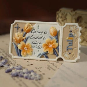 Timbro di ceralacca 3D Tulipano/Kit di sigillatura in ceralacca a forma di fiore di tulipano/Timbro di ceralacca per regalo di compleanno/Timbro di ceralacca a forma di ghirlanda di tulipani