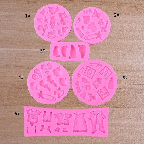 Baby foot cake mold/Baby shower silicone mould/baby clothes  soap mould/Feeder mold/wooden horse mould/baking tool