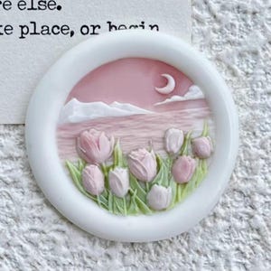 Timbro sigillo di ceralacca 3D Tulipano/Kit sigillo di ceralacca Ghirlanda di tulipani/Timbro sigillo di cera Mare e Luna/Timbro sigillo di ceralacca per buste regalo di compleanno