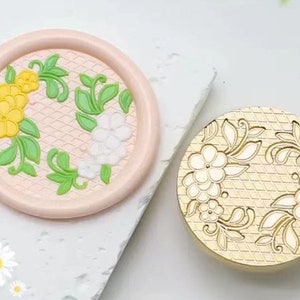 Timbro sigillo di cera di mela asiatica/Timbro sigillo di cera floreale/Kit di sigillatura di cera vegetale/Kit di sigillatura di cera di fiori