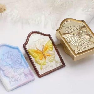 Timbro di ceralacca a forma di farfalla 3D/Kit di sigillatura a forma di farfalla/Timbro di ceralacca di forma irregolare/Timbro di sigillo per buste regalo di compleanno