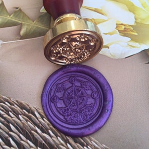 Timbro sigillo di cera bussola/Timbro sigillo di cera fiore bussola/Sigillo di cera personalizzato/Timbro sigillo di cera per matrimonio/Set di scatole per timbri di cera per matrimoni