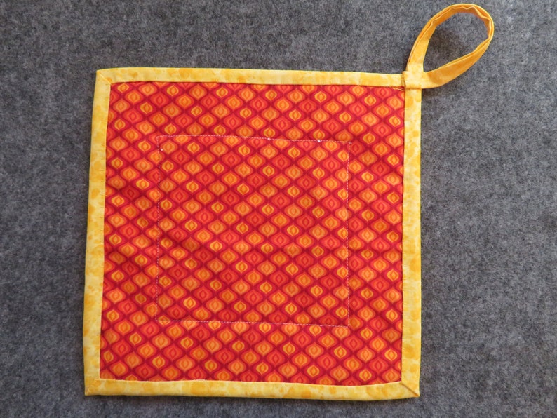 Retro Funny Hand-Embroidered Potholder--Wicked Hot--Little Devil With Pie