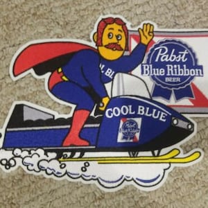 Large Pabst Beer Snowmobile Back Patch 100% Embroidered Retro Beer