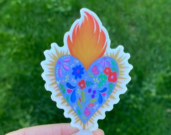 Corazón Sagrado Purple CLEAR Sticker | Heart Sticker, Corazón Sagrado Sticker, Feminista, Gifts Ideas, Waterproof Vinyl Sticker
