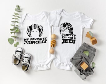 Princess Leia & Luke Skywalker Twins Onesie | Organic Baby Bodysuit
