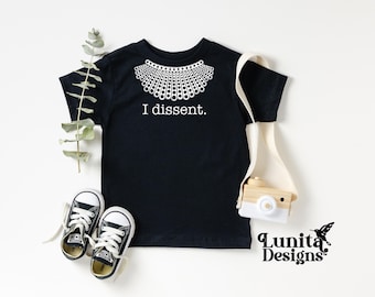 I Dissent Necklace T-Shirt | Feminist Kid, RBG Collar Shirt, Unisex, Kids Clothing, Ruth Bader Ginsburg Inspired T-Shirt