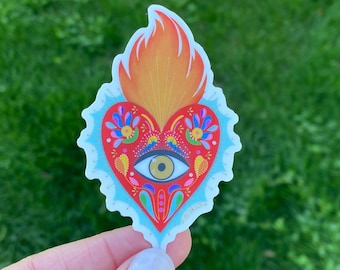 Sacred Heart Evil Eye Sticker: Waterproof Vinyl Decal