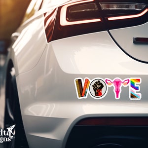 VOTE Bumper Sticker | Banned Books, Reproductive Rights, BLM, LGBTQ, Indigenous Peoples, Progress Sticker, Activism, Vinyl Weatherproof