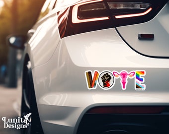 VOTE Bumper Sticker | Banned Books, Reproductive Rights, BLM, LGBTQ, Indigenous Peoples, Progress Sticker, Activism, Vinyl Weatherproof