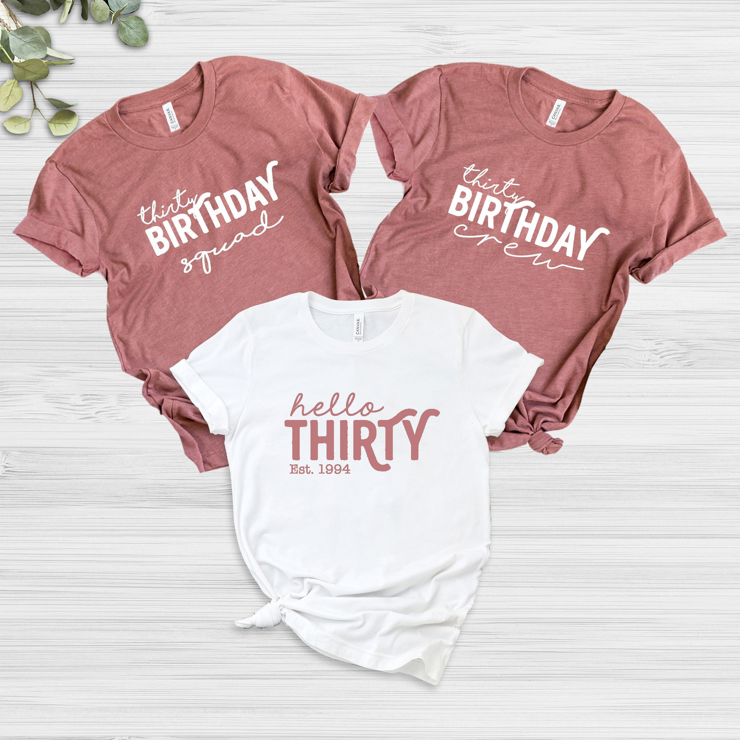 30th Birthday Shirt, Thirty Birthday T-Shirt, Thirty Squad Crew Tee, Customized Hello Thirty, 30th Birthday Milestone Apparel, Gift for Her