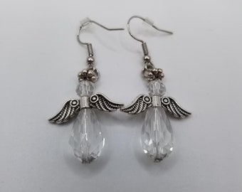 Angel Dangle Earrings Fancy|Sliver Angel Wings|Christmas Dangle Earrings|Christmas Earrings|Gifts For Her|Women's Earrings