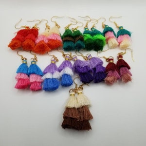 Tassel Dangle Earrings|Tassel Earrings for Women|Long Tassel Earrings Gift|Gifts For Her|Yarn Tassel