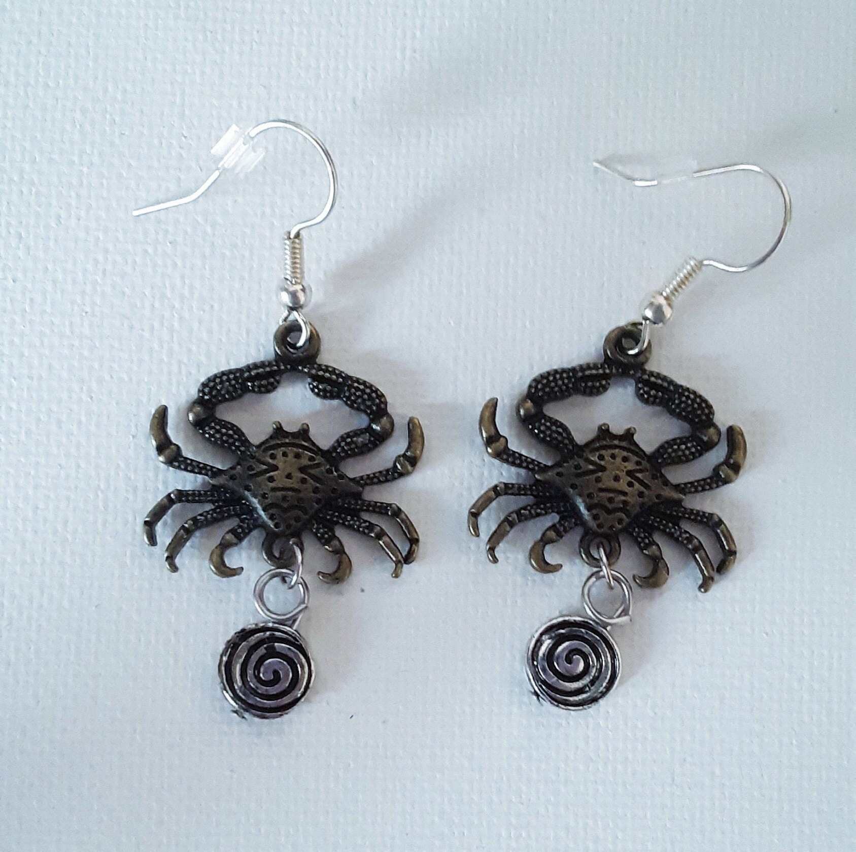 Bronze Crab Earrings Etsy