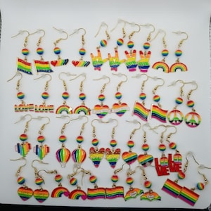 Pride Dangle Earrings with Beads|Pride Earrings|Gift For Her|LGBTQ Earrings|Rainbow Earrings|Pride Jewelry|Pride Statement Earrings