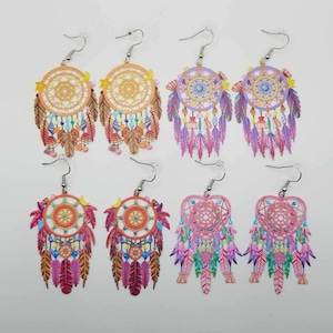 Dreamcatcher Dangle Drop Earrings|Dreamcatcher Jewelry| Hippy Earrings| Boho Earrings| Handmade Jewelry| Handmade Earrings| Earrings for her