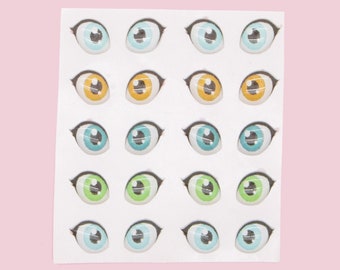 3D Resin Eye Stickers, Self Adhesive Doll Eyes (14 Pair, 5mm)