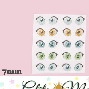 3D Eye Stickers, 3D Resin Eyes, 10 Pair,  7mm Resin Eyes, Ojos Resinados, Adhesive Resin Eyes, Clay doll eyes, Porcelana Fria #25