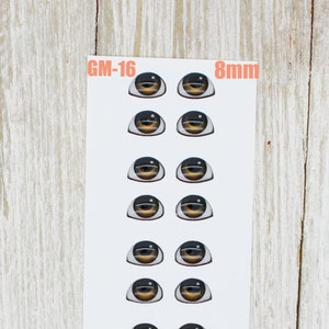 3D Eye Stickers, 3D Resin Eyes, 3D eyes for Dolls, 8mm Resin Eyes, Ojos Resinados, Adhesive Resin Eyes, Clay doll eyes, Porcelana Fria NO.16