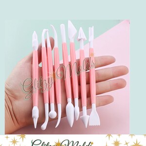 Clay Sculpting Tools, Set of 8 pieces, Polymer Clay Sculpting Tools Set , Cold Porcelain Tools, Clay Texturizing Tools, Porcelana Fria