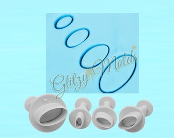 Mini Oval Plunger Cutters, Set of 4, Clay & Fondant