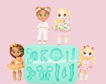 Fantasia Doll Silicone Mold, Cake Topper, Applique Mold