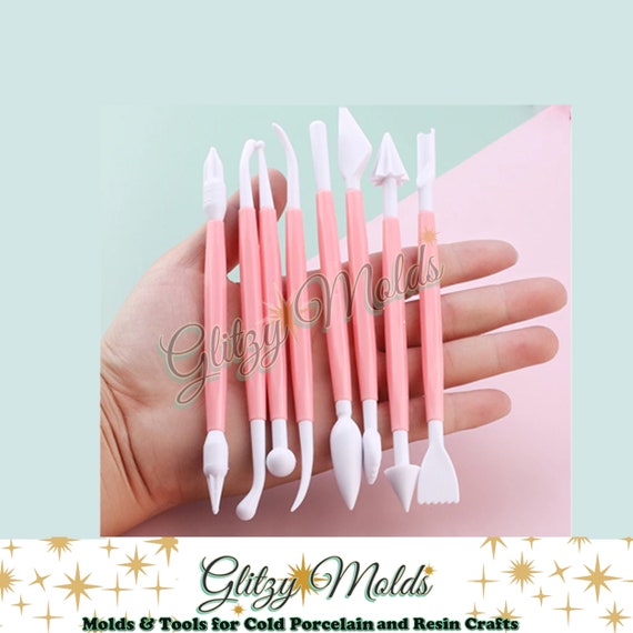 Clay Sculpting Tools, Set of 8 pieces, Polymer Clay Sculpting Tools Set , Cold Porcelain Tools, Clay Texturizing Tools, Porcelana Fria