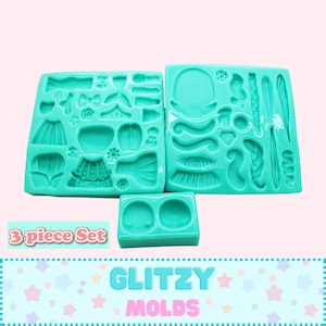 Doll Applique Molds, Princess Silicone Mold, 3 mold Set, Molde Princesas, Molde Porcelana Fria, Clay Doll Molds, Cold Porcelain Mold