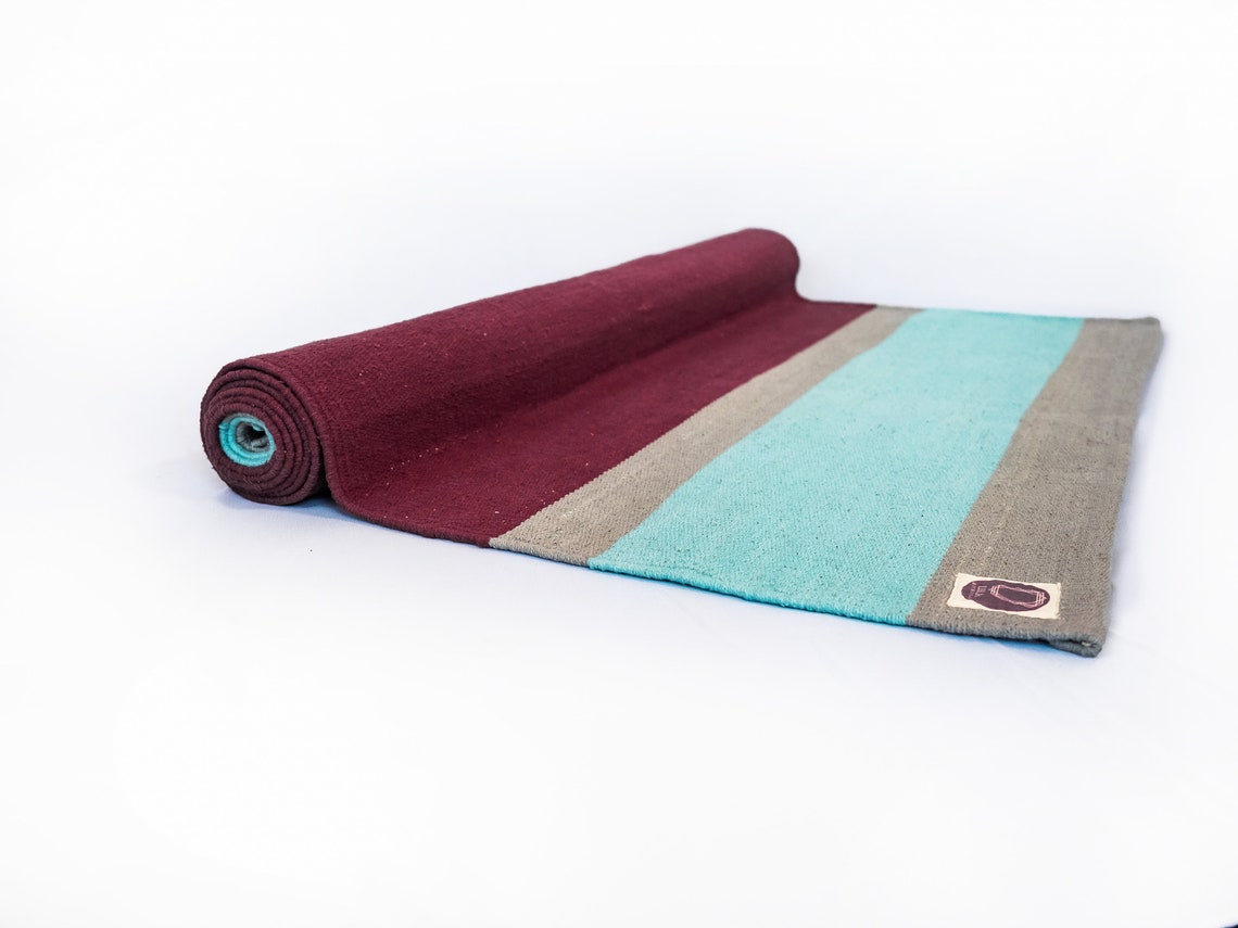Cotton yoga mat for Yoga Pilates or Meditation. Upcycled Etsy