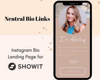 Plantilla neutral de enlaces de Instagram de Showit, plantilla de enlace de Showit en biografía, plantilla de enlaces de Instagram, página Showit Linktree, enlace de Instagram en biografía
