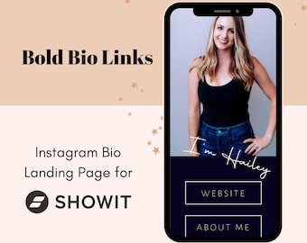 Plantilla de enlaces de Instagram Showit en negrita, plantilla de enlace Showit en biografía, plantilla de enlaces de Instagram, página Showit Linktree, enlace de Instagram en biografía