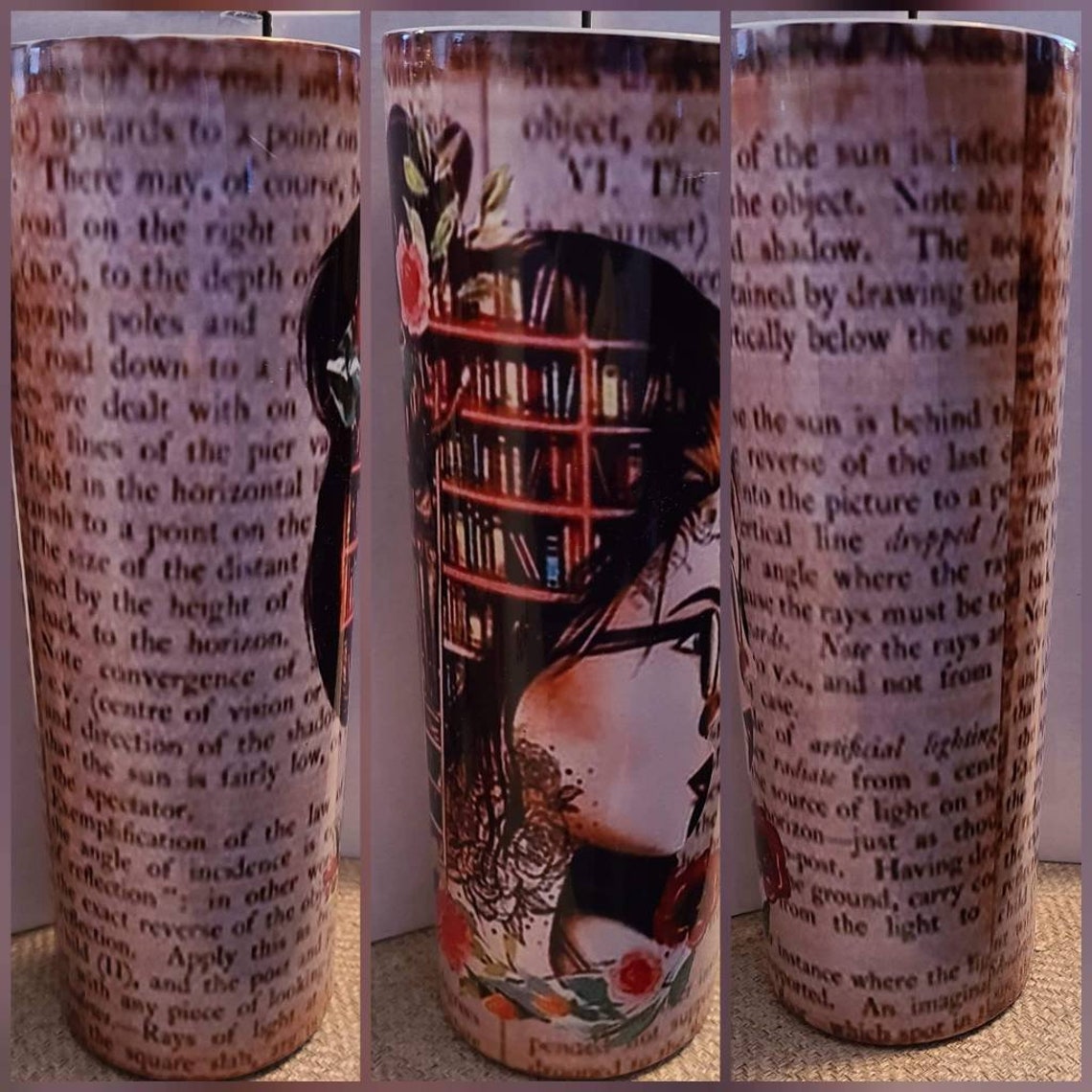Library with words tumbler Etsy