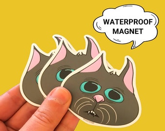 Gray Cat Magnet | Waterproof Die Cut Fridge Decor