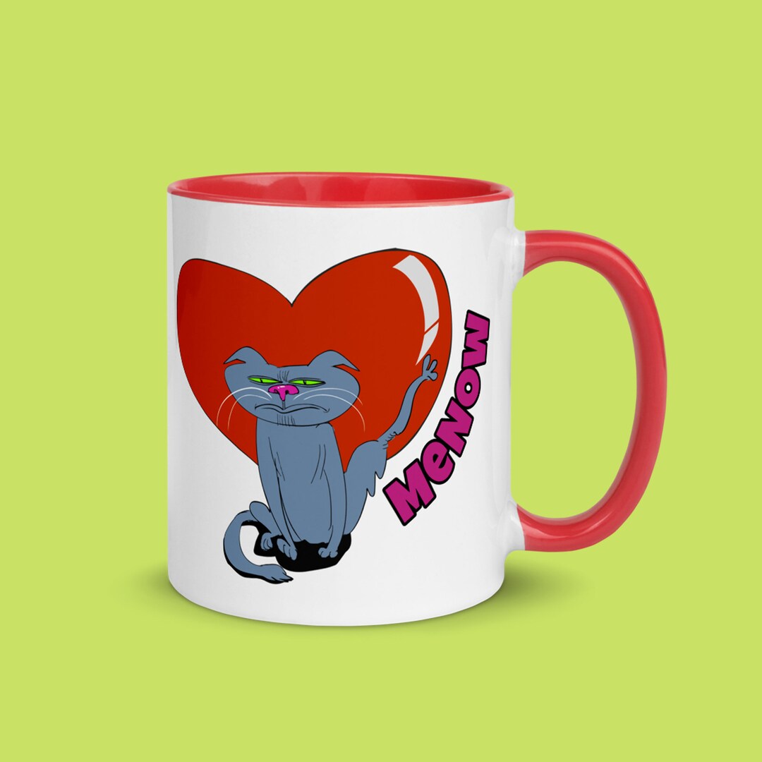 Funny Cartoon Cat Mug | Gray Cat Mug | Cat Humor | Cat Lover Gift | Mug ...