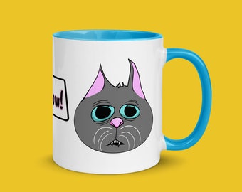 Funny Gray Cat Ceramic Mug | Cat Lover Novelty Gift