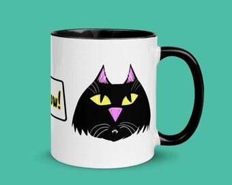 Funny Black Cat Ceramic Mug | "MeNow" Cat Lover Gift