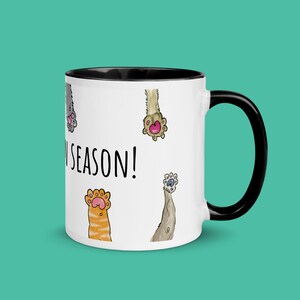 Kubek Mitten Season Cat | Prezent dla miłośnika kotów | Kubek z kolorowym wnętrzem | Cat Paws